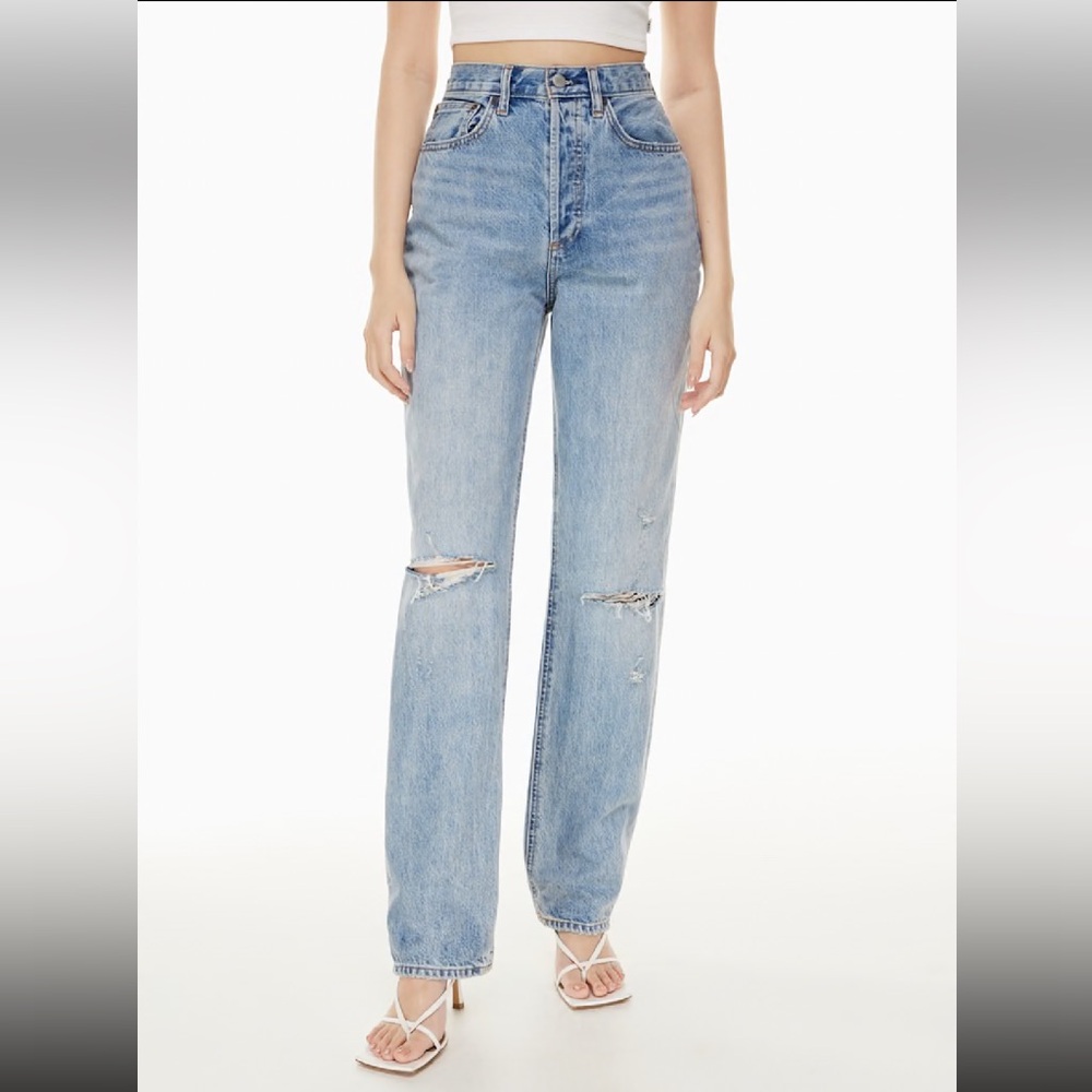 Denim Forum High-Rise Light Blue Distressed Jeans - Picture 2 of 15